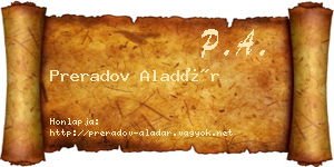 Preradov Aladár névjegykártya